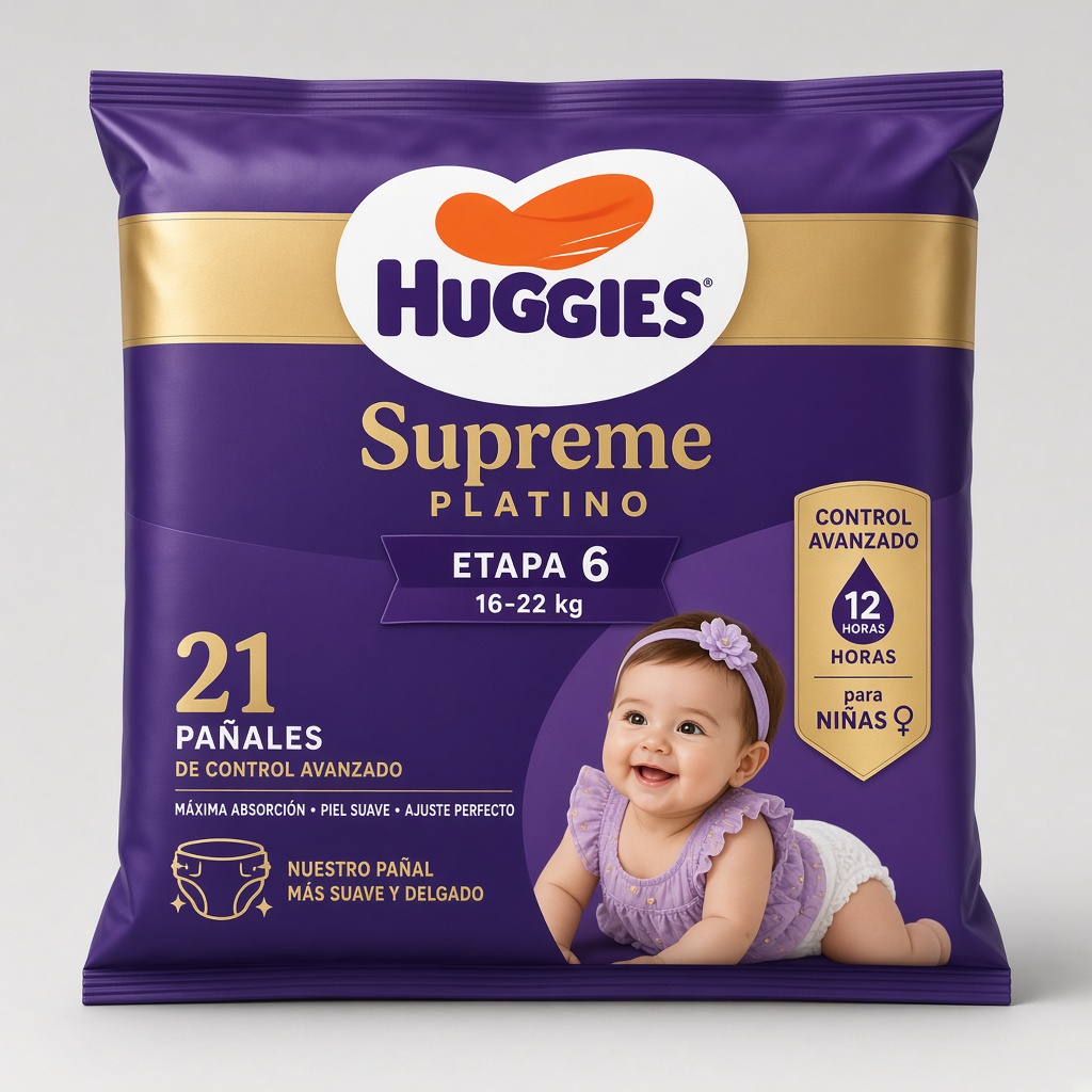 Huggies Supreme Platino E6 niña 21 pzas × 4 paq